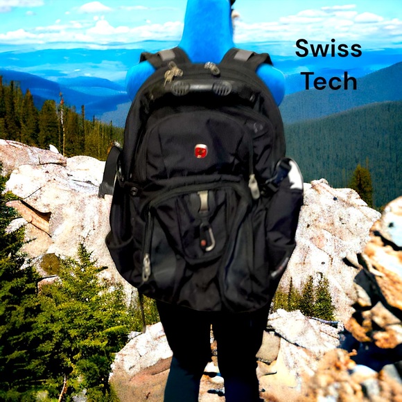 Swiss tech black hiking backpack measurements 18x11x7 inches - Picture 1 of 9